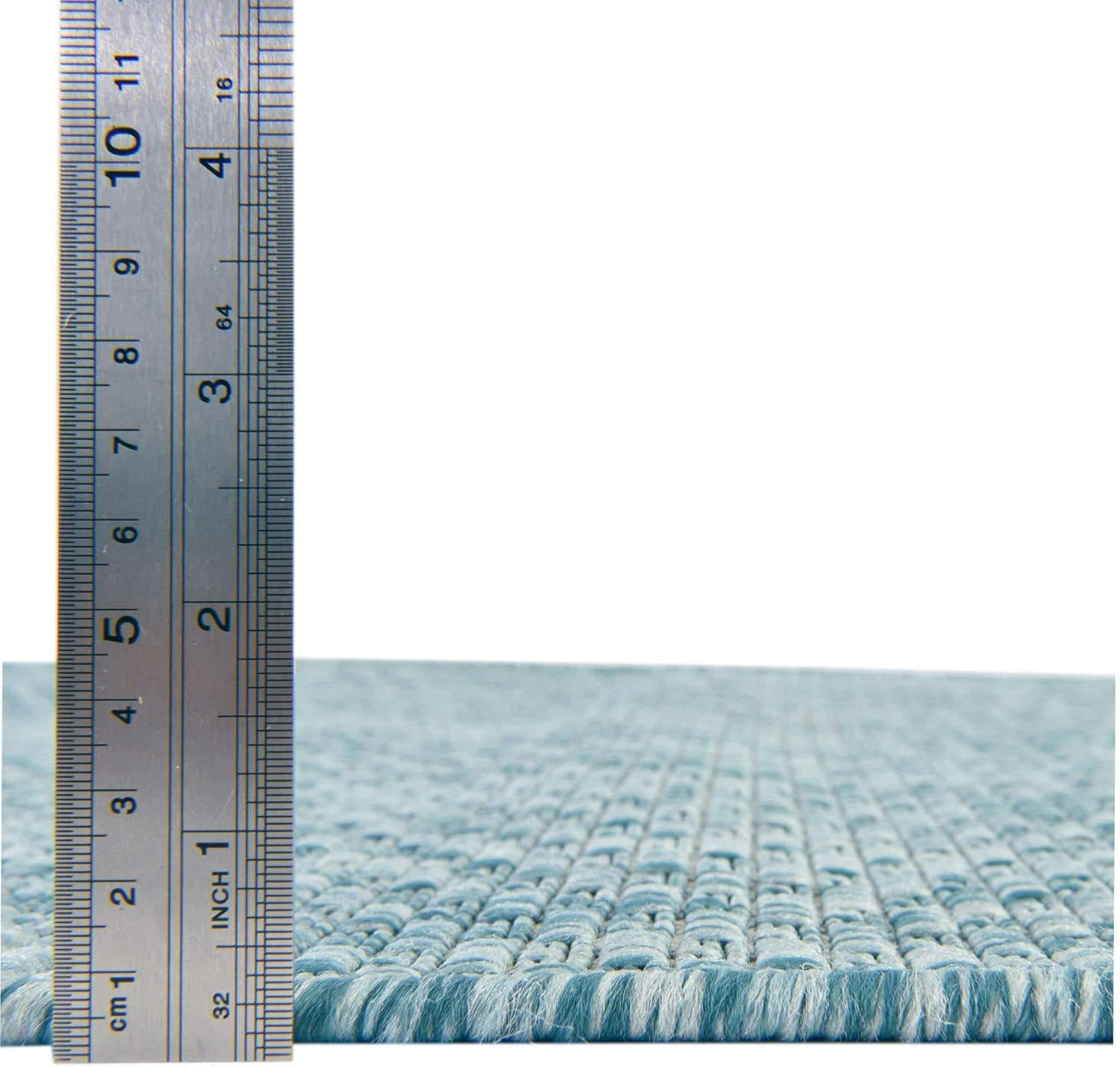 Unique Loom Collection Casual Transitional Solid Heathered Indoor/Outdoor Flatweave Area Rug (2' x 8' Runner, Aquamarine/Ivory)