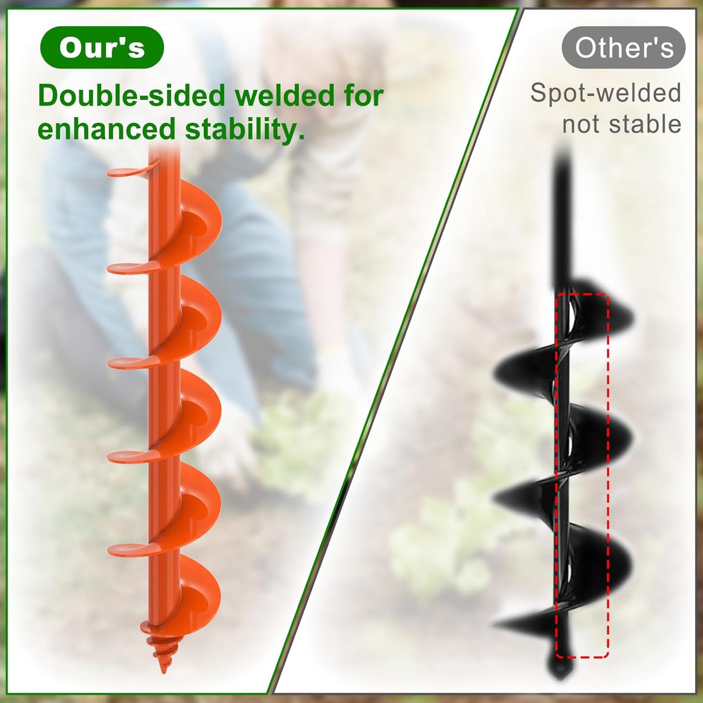 Auger Drill Bit for Planting 3''x32'' Garden Earth Auger 3mm Thicker Drill Augers for Digging Holes Heavy Duty Auger Post Hole Digger for Bulb, Flowers, Plants - Fits 3/8" Hex Drive Drill