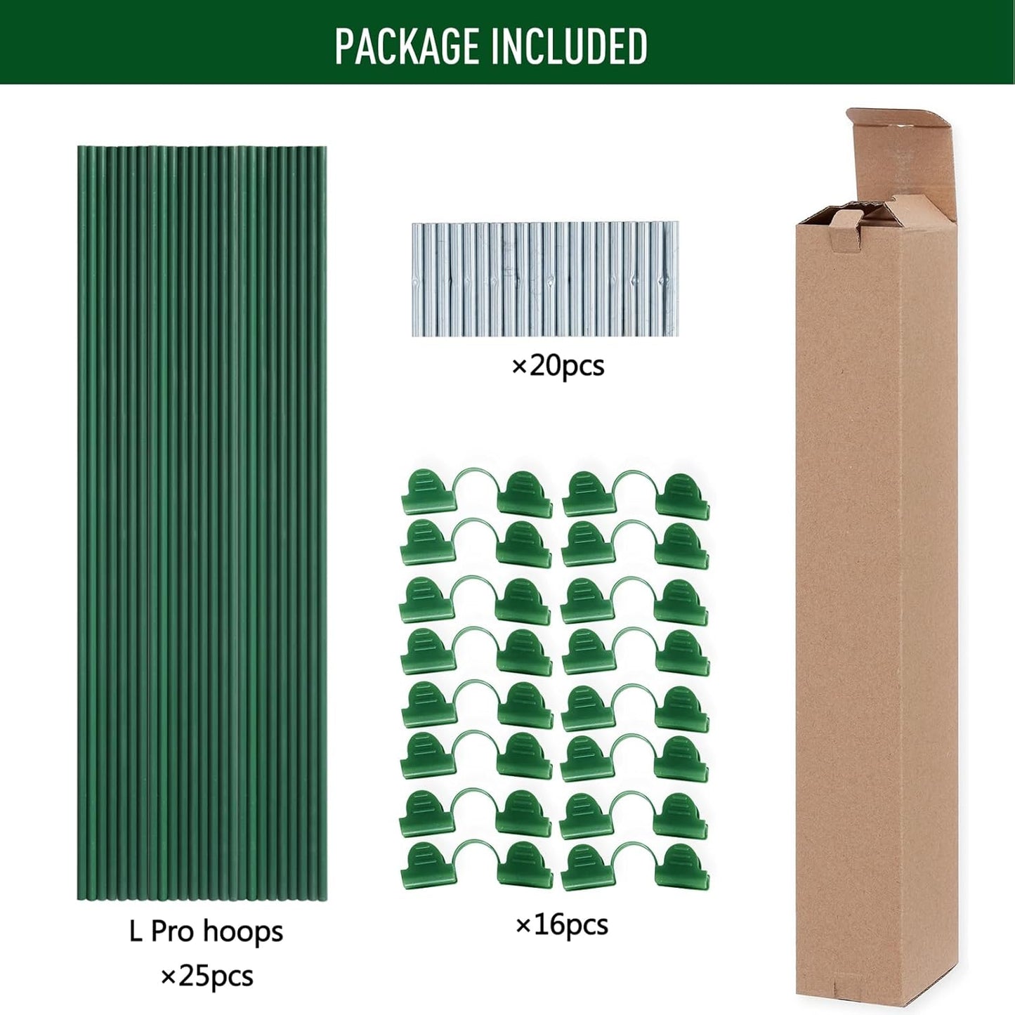 MAXPACE Greenhouse Hoops for 2.7ft or Wider Grow Tunnel, Rust-Free Fiberglass Support Hoops Frame for Garden Fabric, DIY Plant Support Garden Stakes, Gardening Supplies, 25pcs