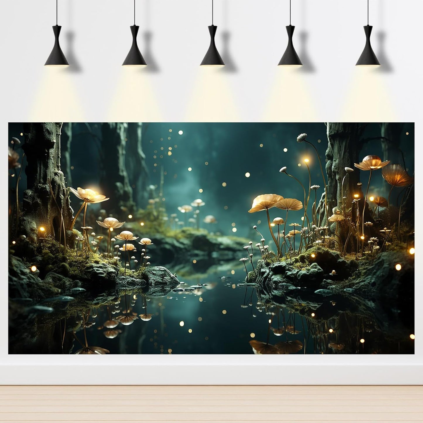 Fantasy Aquarium Background Rock Flowers Tranquil Water Scene Terrarium Backdrop Fantasy Lights Fish Tank Background Reptile Habitat Backdrop Aquarium Poster Wallpaper Decor Vinyl 72x24in