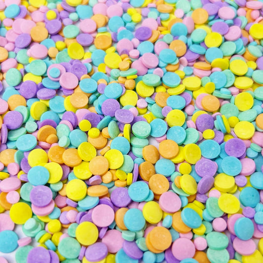 Pastel Confetti Sprinkle for Cake Decorating, Mix Rainbow Flat Round Sugar, Ideal for Cookie, Macaron, Cupcake, Ice Cream Topper
