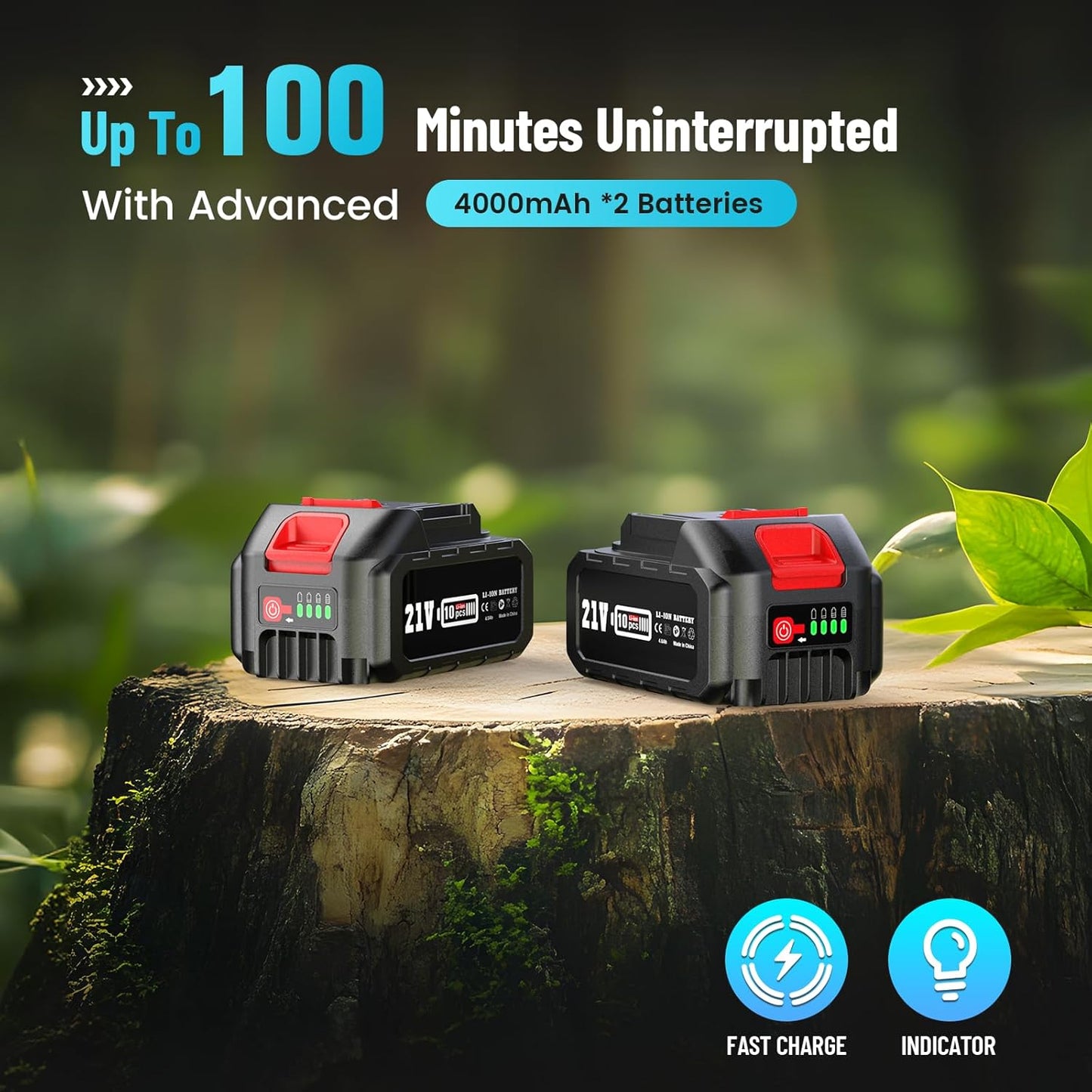 SEESII 6-in-1 Cordless Pole Saw & Hedge Trimmer Grass Shears Combo Kit, Electric Mini Chainsaw with 2×4.0 Ah Batteries, Extension Tree Pruner, Bush Trimmer Limb Branch Cutter, 16ft Long Reach