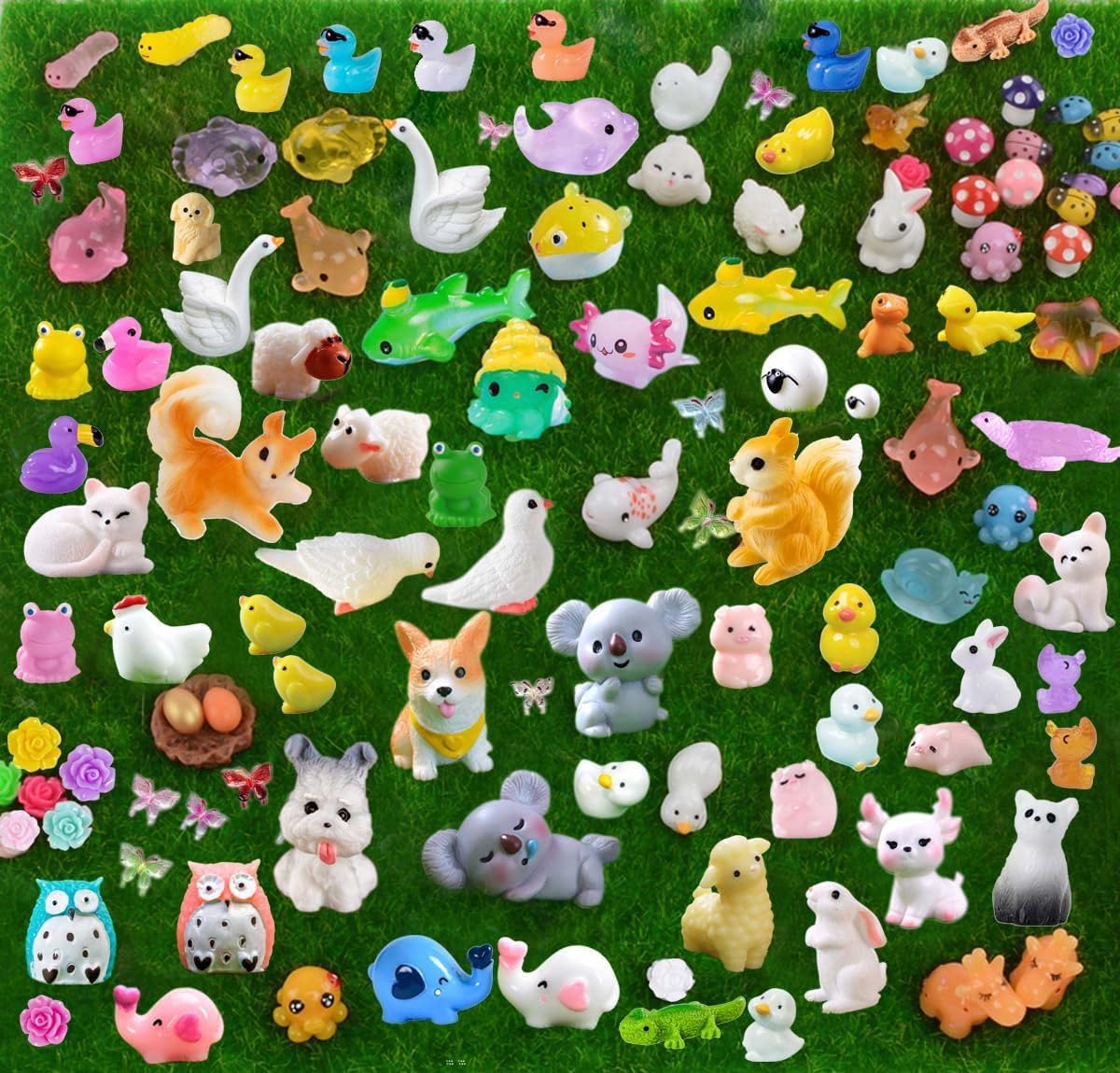 150 Pcs Mini Resin Animals - Tiny Resin Animal Miniature Animals Figurines Small Little Animal Figures Bulk for Fairy Garden Micro Landscape Dollhouse Accessories