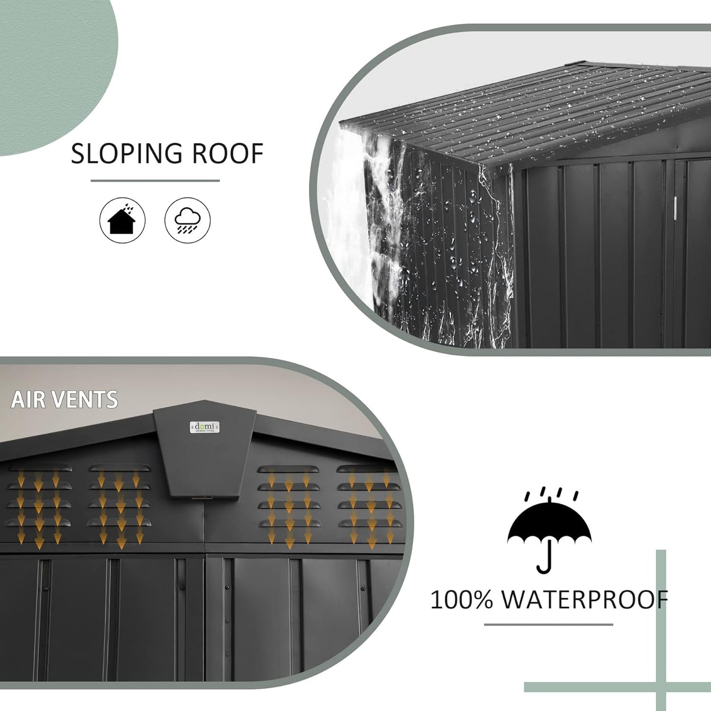 Domi Outdoor Storage Shed 8.2' x 6.2', Metal Steel Utility Tool Shed Storage House with Double Lockable Doors & Air Vent for Backyard Garden Patio Lawn