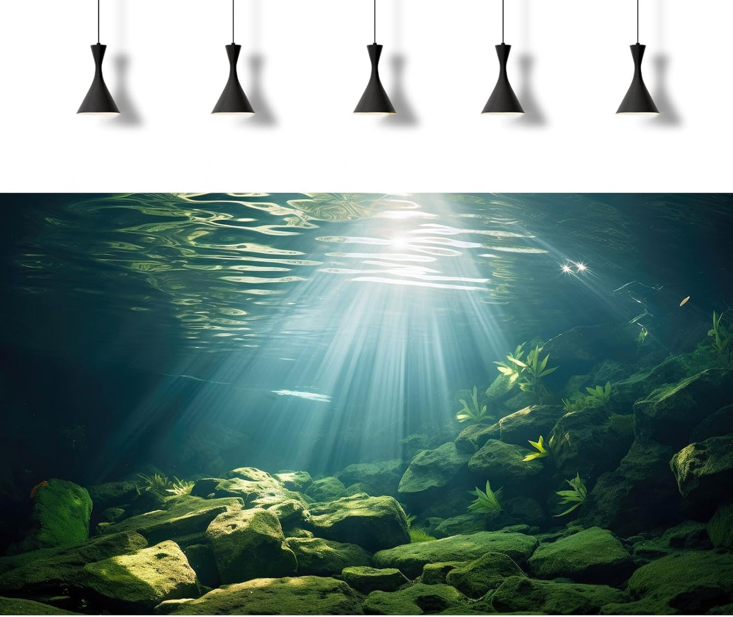 Under The Sea Aquarium Background Aquatic Plants Deep Sea Fish Tank Background Underwater Sunray Rock Terrarium Backgrounds Deep Ocean Floor Tropical Fish Tank Backgrounds 36x24in