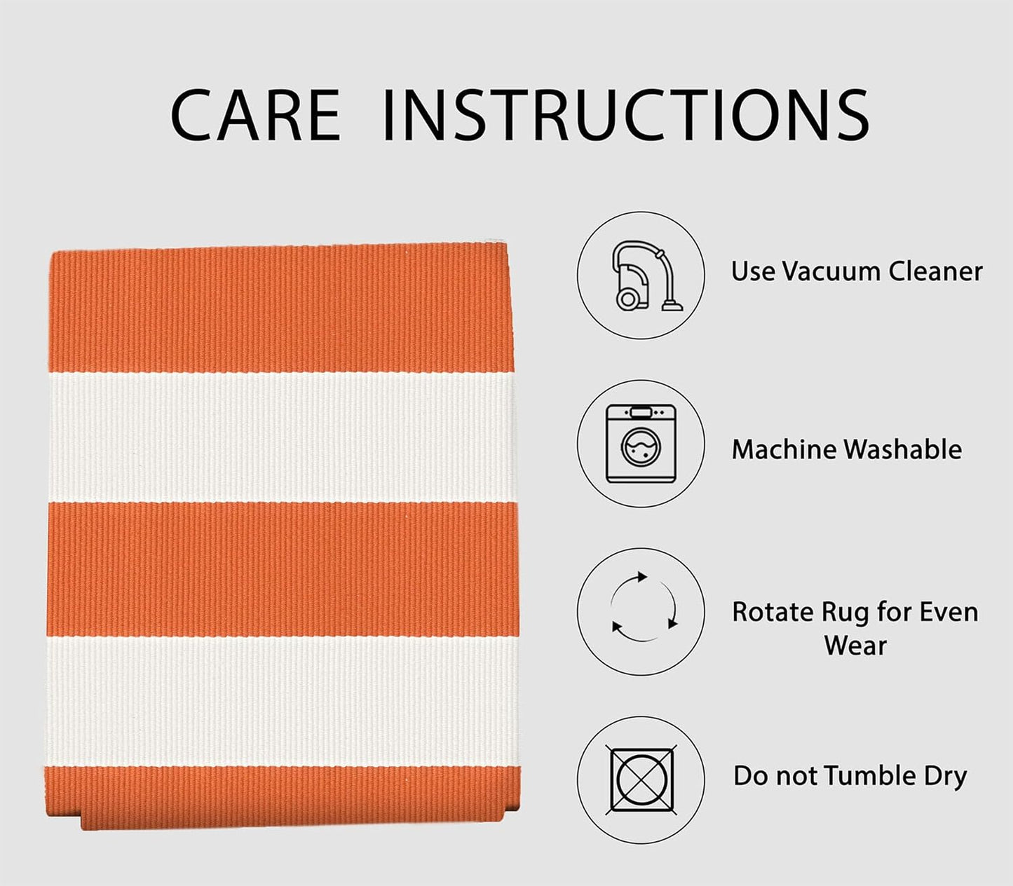 IOHOUZE Fall Door mat 3x5 Ft Orange White Striped Area Rug Washable Front Porch Rug Striped Door Mat Outside Entrance Entryway Doormat for Fall, Halloween, Thanksgiving Porch Decor