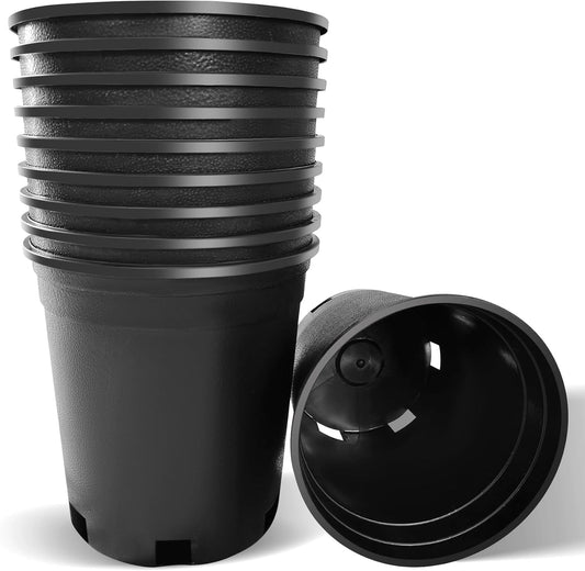 1 Gallon Nursery Pots Plastic Container Injection Molded Pot for Plants Flexible with Drainage Holes Suitable for Plants Soil Growers or Hydroponics Black 10 Pcs