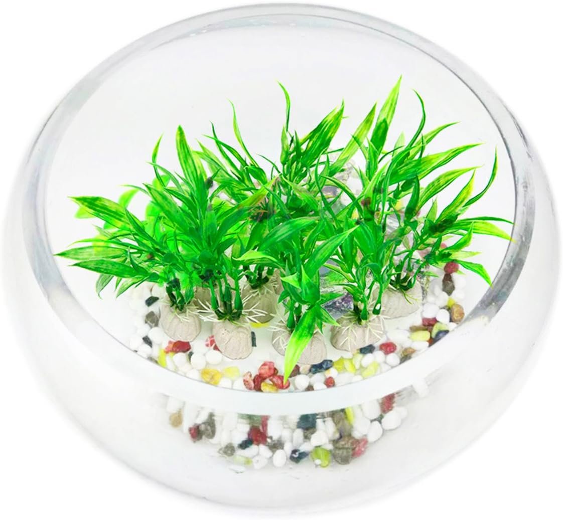 COMSUN 10 Pack Artificial Aquarium Plants, Small Size 4 inch Approximate Height Fish Tank Decorations Home Décor Plastic Green
