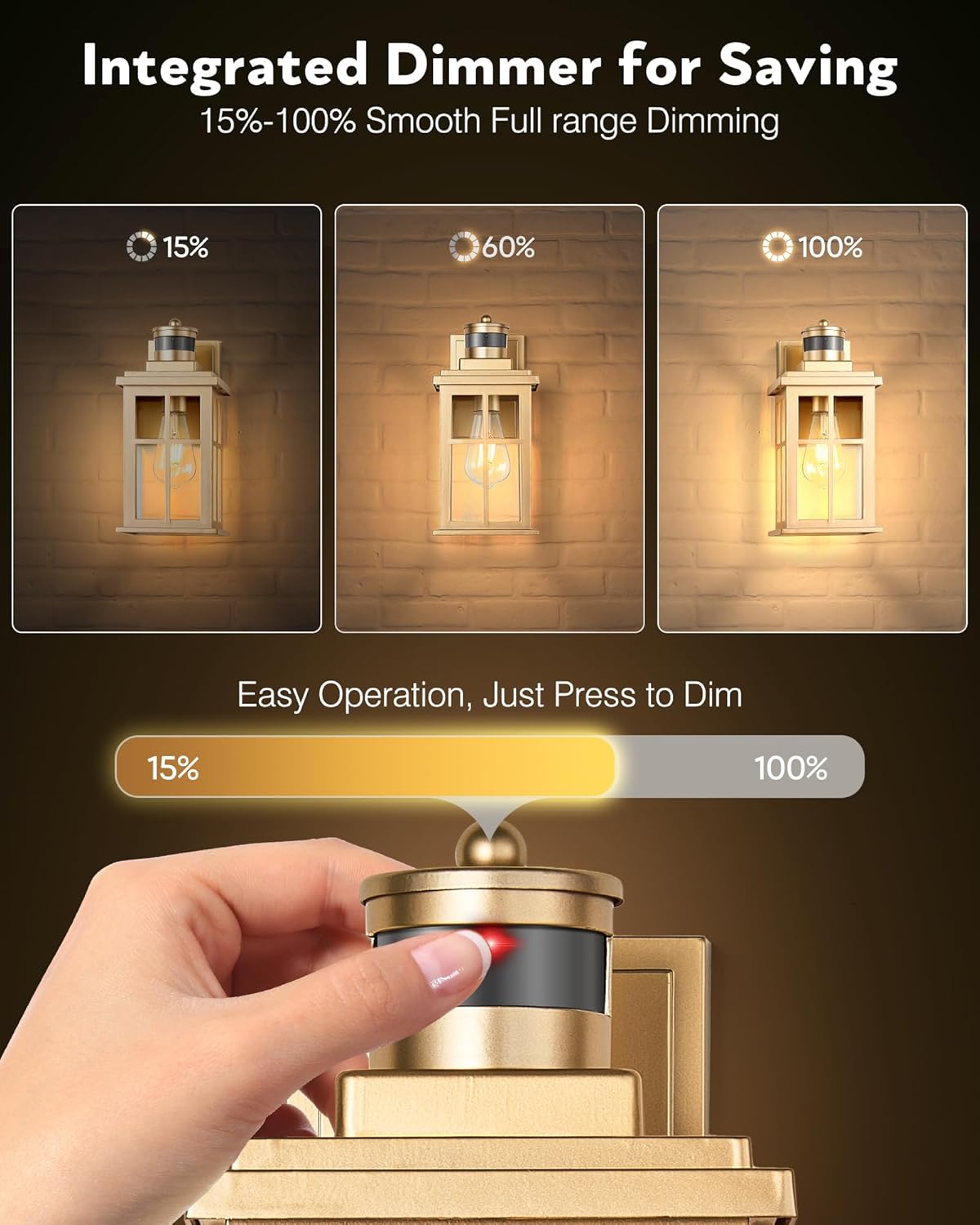 Gold Motion Sensor Outdoor Lights, Waterproof Exterior Lighting Fixtures, Aluminum Modern Outdoor Wall Lights Exterior, Transparent Glass Outdoor Porch Lights for House, Garden, Yard, E26 Base