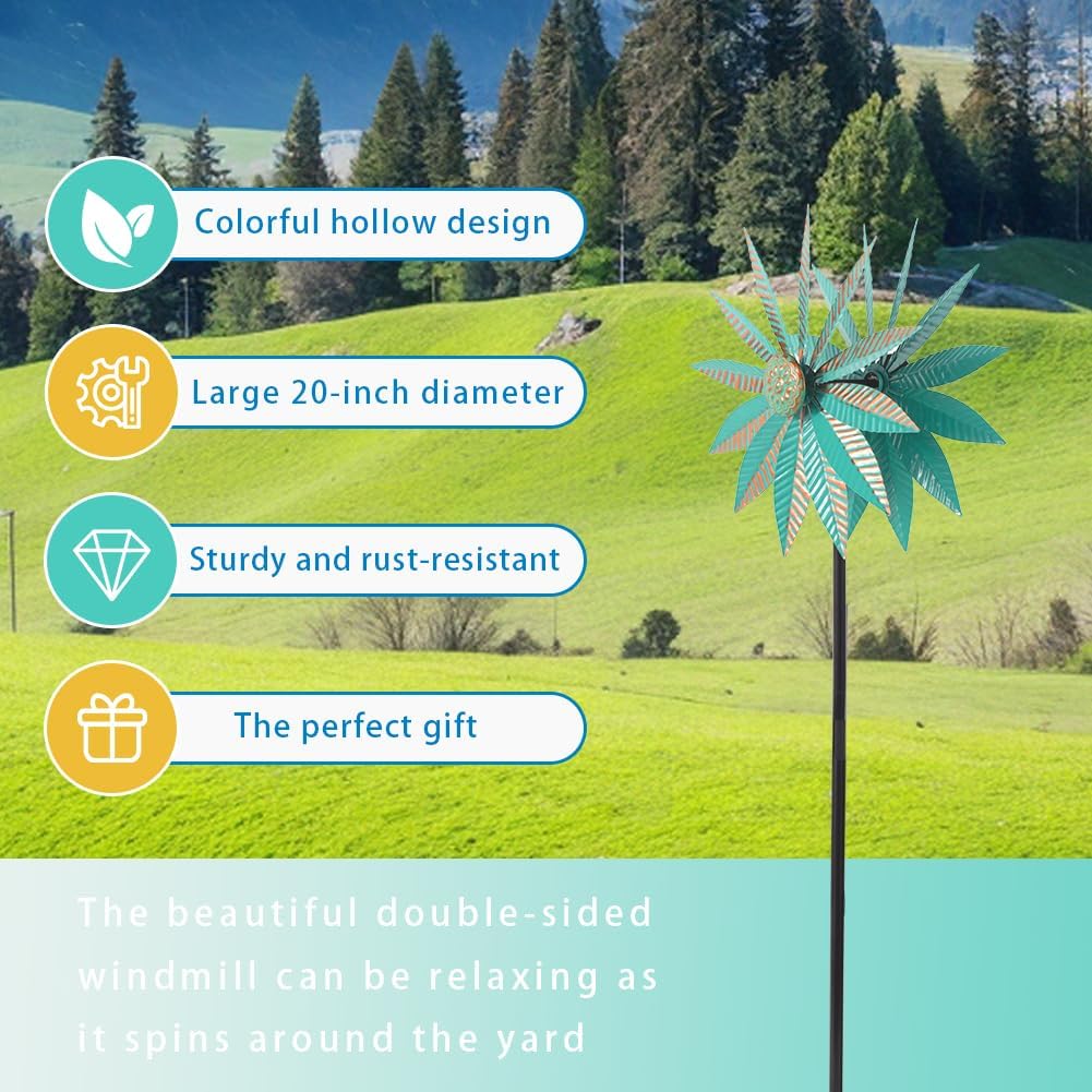 Wind Spinners Outdoor,Garden Windmill for Yard 57.9 Inches Metal Kinetic Wind Spinner for Outdoor Garden Patio Yard Decor