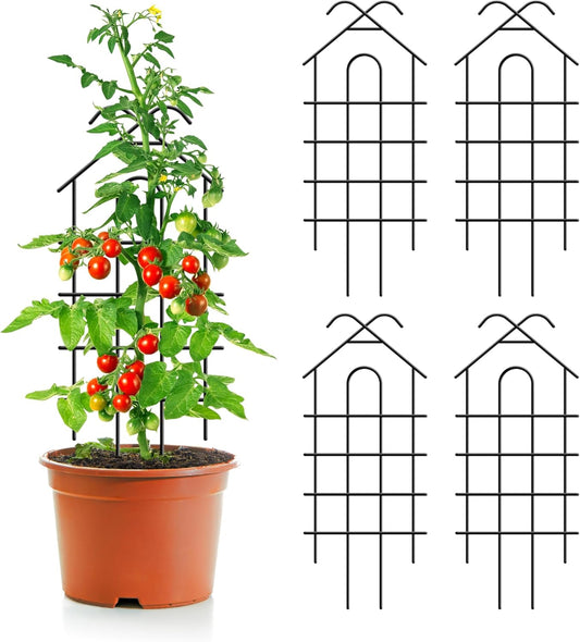 ARIFARO 24'' Metal Garden Trellis Indoor/Outdoor Sturdy Plant Trellis for Potted Plants,House Plants, Climbing Vines, Pack of 4, Black