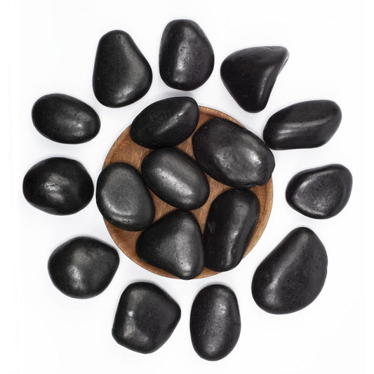 10 lbs Black River Rocks - Large Polished Black Pebbles for Plants & Garden Decorative Stones，2-3" Polished Pebbles for Landscaping, Fish Tanks, Flower Pots, Water Fountains
