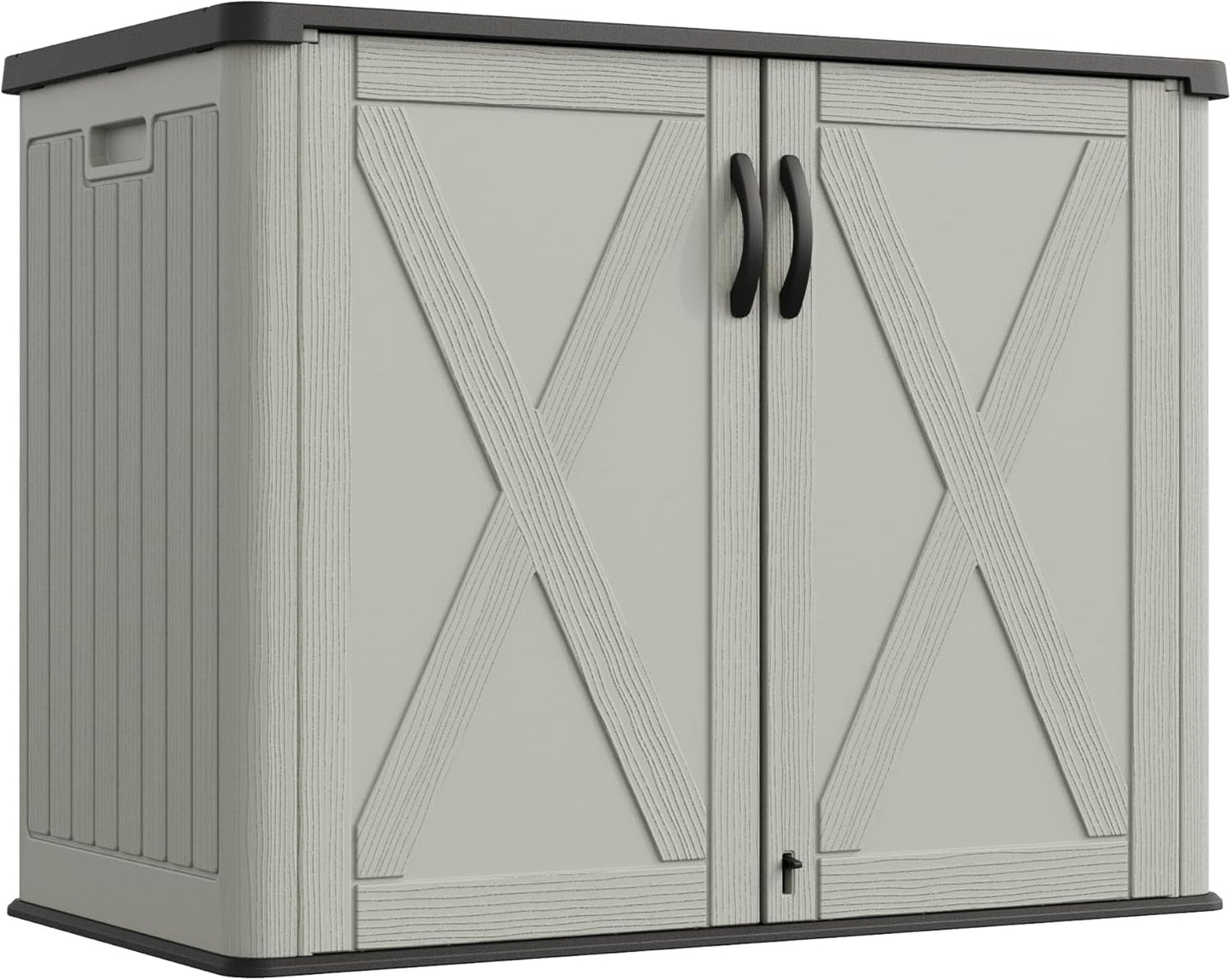 Greesum Outdoor Storage Cabinet, 25 Cu.Ft Deck Box Without Shelves, Waterproof Plastic Storage Bin for Patio Cushions, Gardening Tools, Lockable and Sidehandles, UV Resistant, Beige
