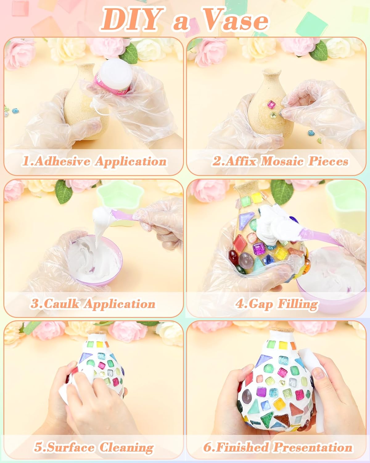 FIVEIZERO 420g Mosaic Tiles for Crafts - 280Pcs Glass Mosaic Kits, Mixed Shapes Mosaic Glass Pieces for Art, Irregular Tiny Mosaic Tile for DIY Projects, Home Decoration(Green)