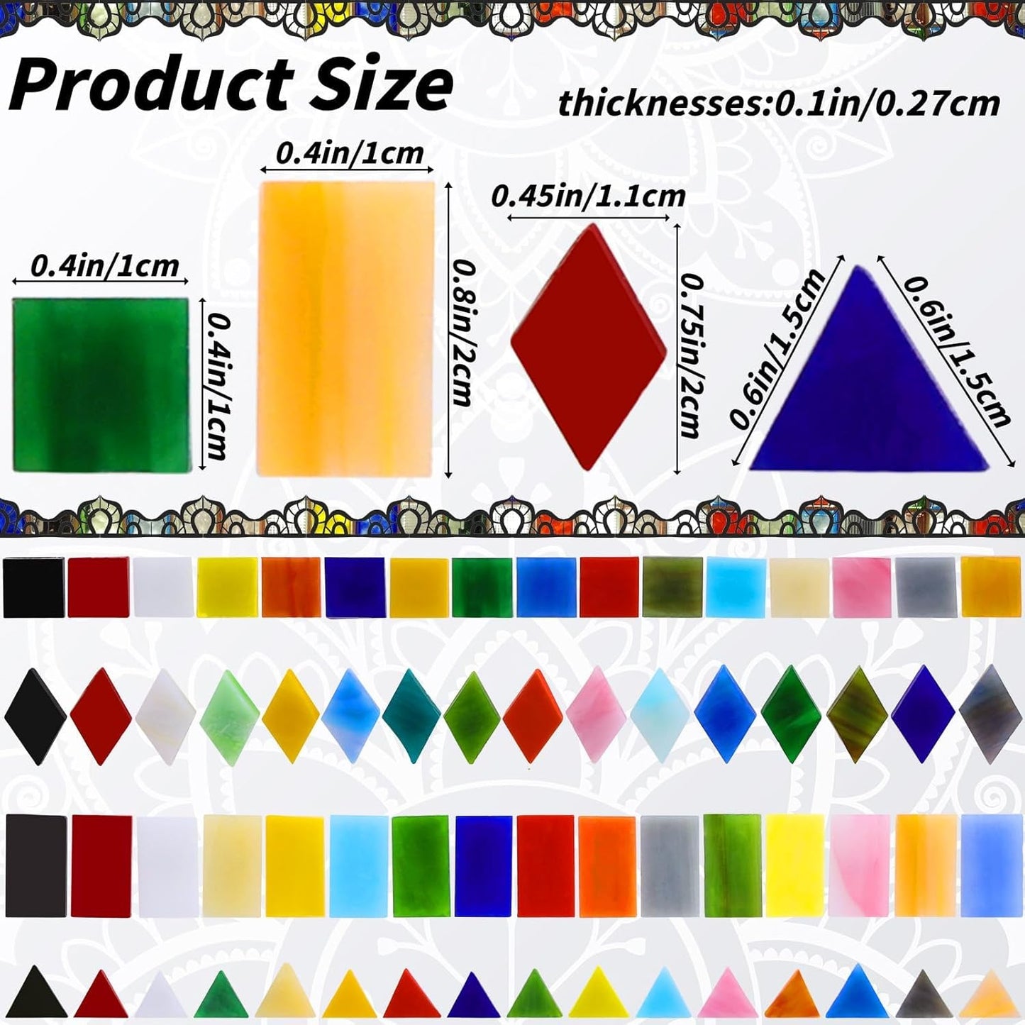 3200 Pcs Mosaic Tiles, Glass Mosaic Tiles for Crafts Bulk, Assorted Color Stained Mosaic Glass Pieces, Mosaic Supplies for Home Decoration, Art Crafts, DIY Projects, Opaque