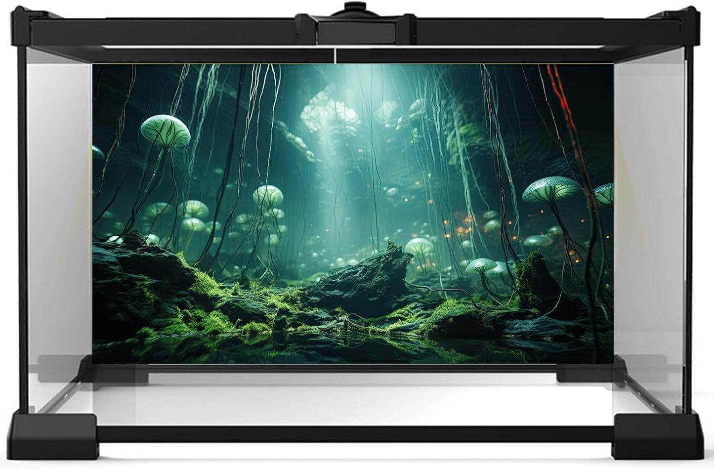 Aquarium Background Foggy Stone Mushroom Green Moss Fish Tank Background Mysterious Green Seaweed Scenery Aquarium Backgrounds White Mushroom Reptile Tank Enclosure Backgrounds Wallpaper 30x18in