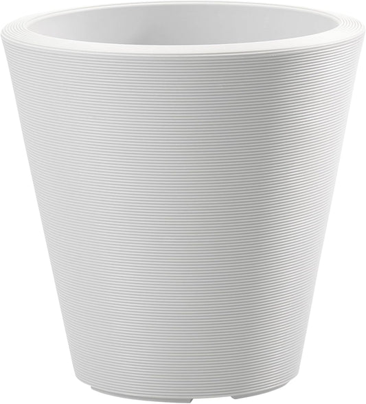 Crescent Garden Madison Planter– Weather-Resistant, Double Walled Indoor/Outdoor Plant Pot with Drain Hole – Large Plastic Plant Pot, 26" W (Cloud White)