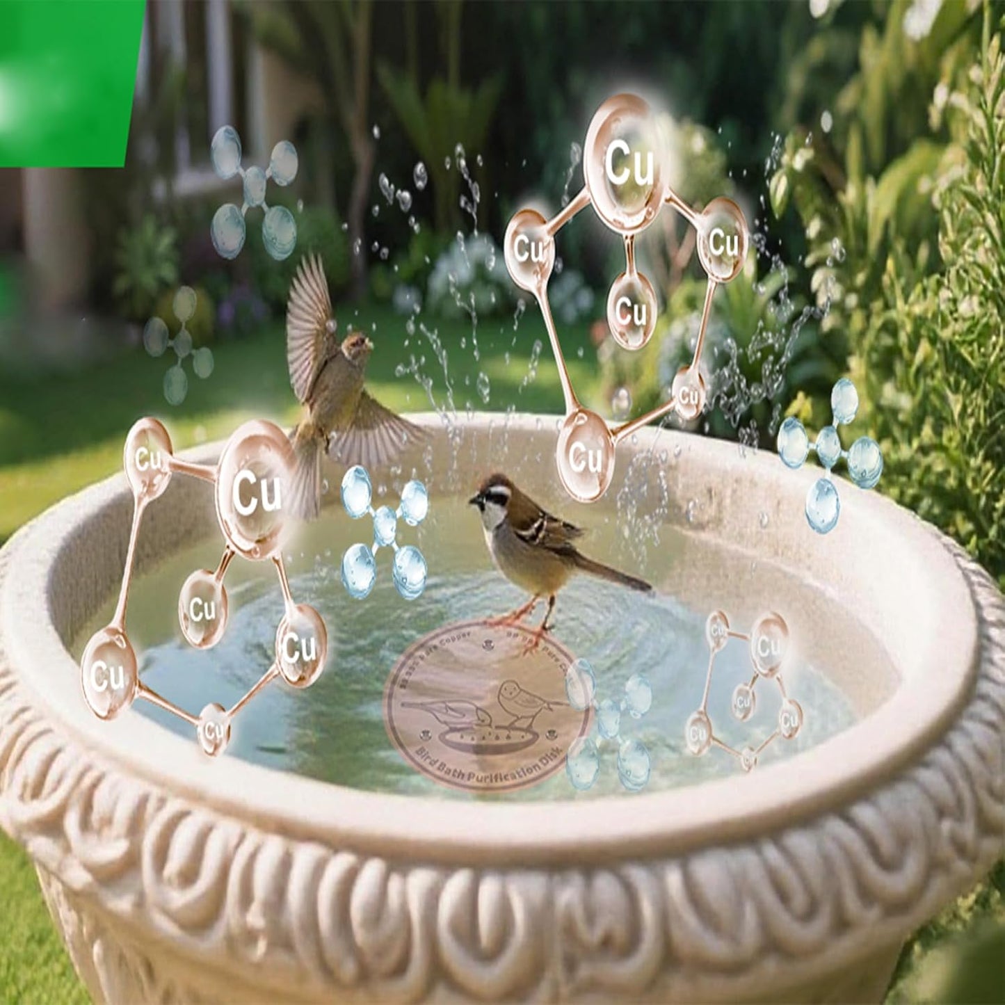 3-Pack 99.99% Pure Copper Bird Bath Purification Disk,Copper Disc with Stable Triple-Point Support,Fits All Outdoor Bird Baths(Round)