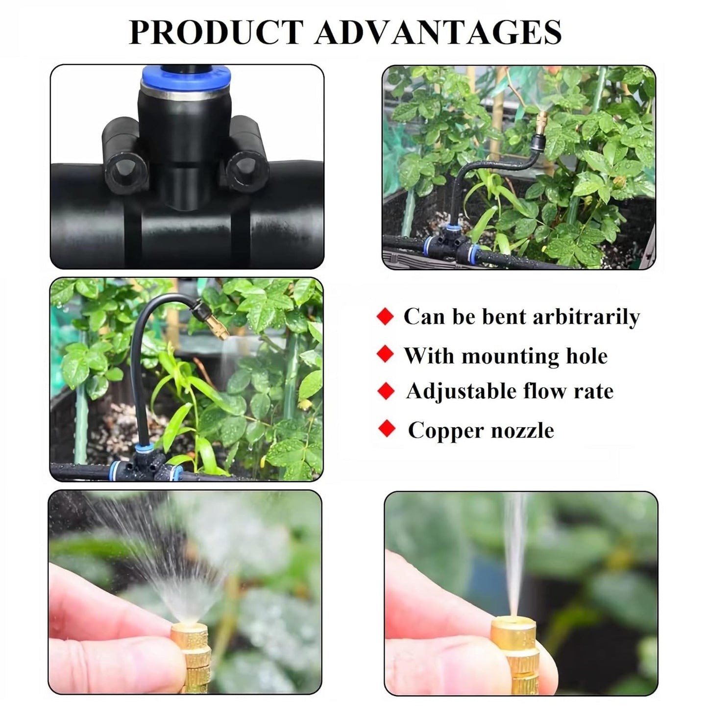 New Quick Connector Drip Irrigation Kits,Automatic Irrigation System With Replaceable 360-degree Bending Dropper,atomizing Copper Nozzle For Watering System For Garden Plant Lawn Patio.(Copper Nozzle)
