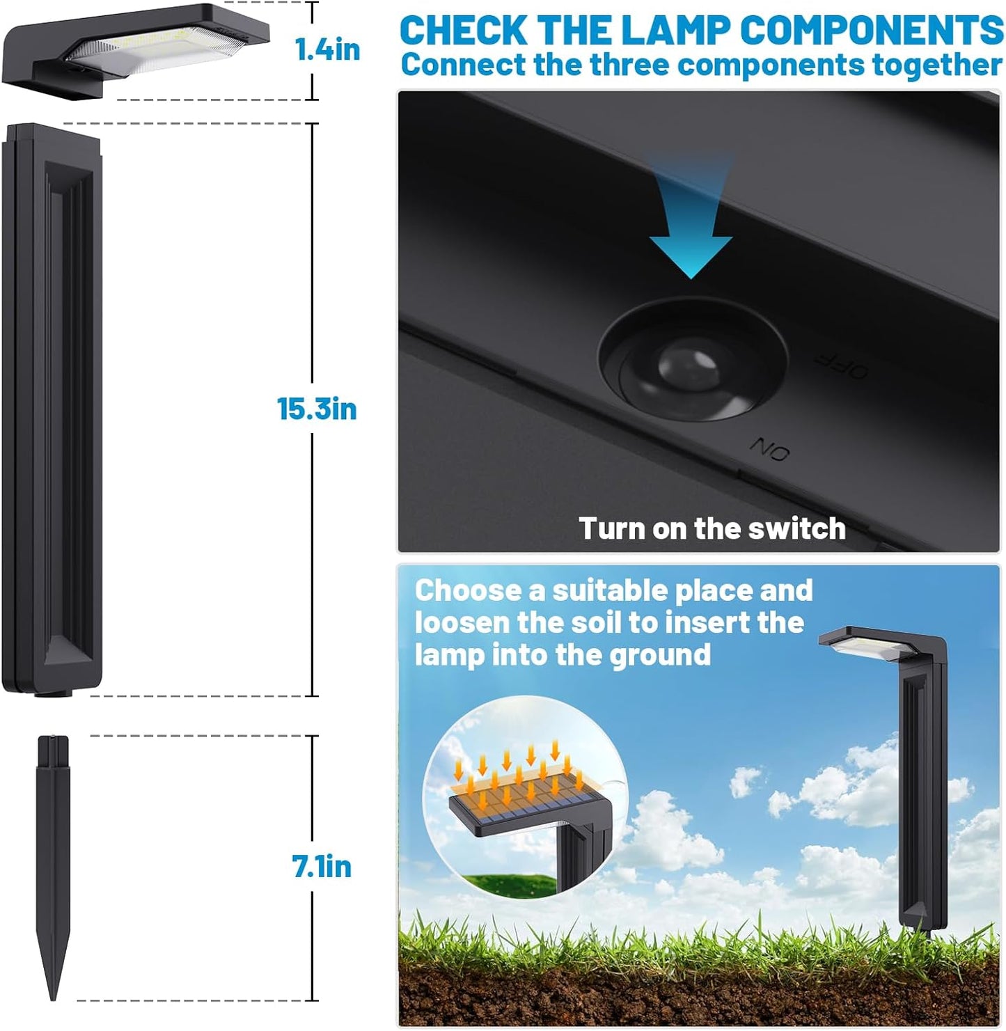 Sunvivo Solar Pathway Lights,2 Modes(Cold White/Warm White),Bright Solar Path Lights Outdoor Waterproof,Perfect Guide Light or Deco for Sideway,Driveway,Walkway,Backyard,Garden,Lawn,Event(4Pack)
