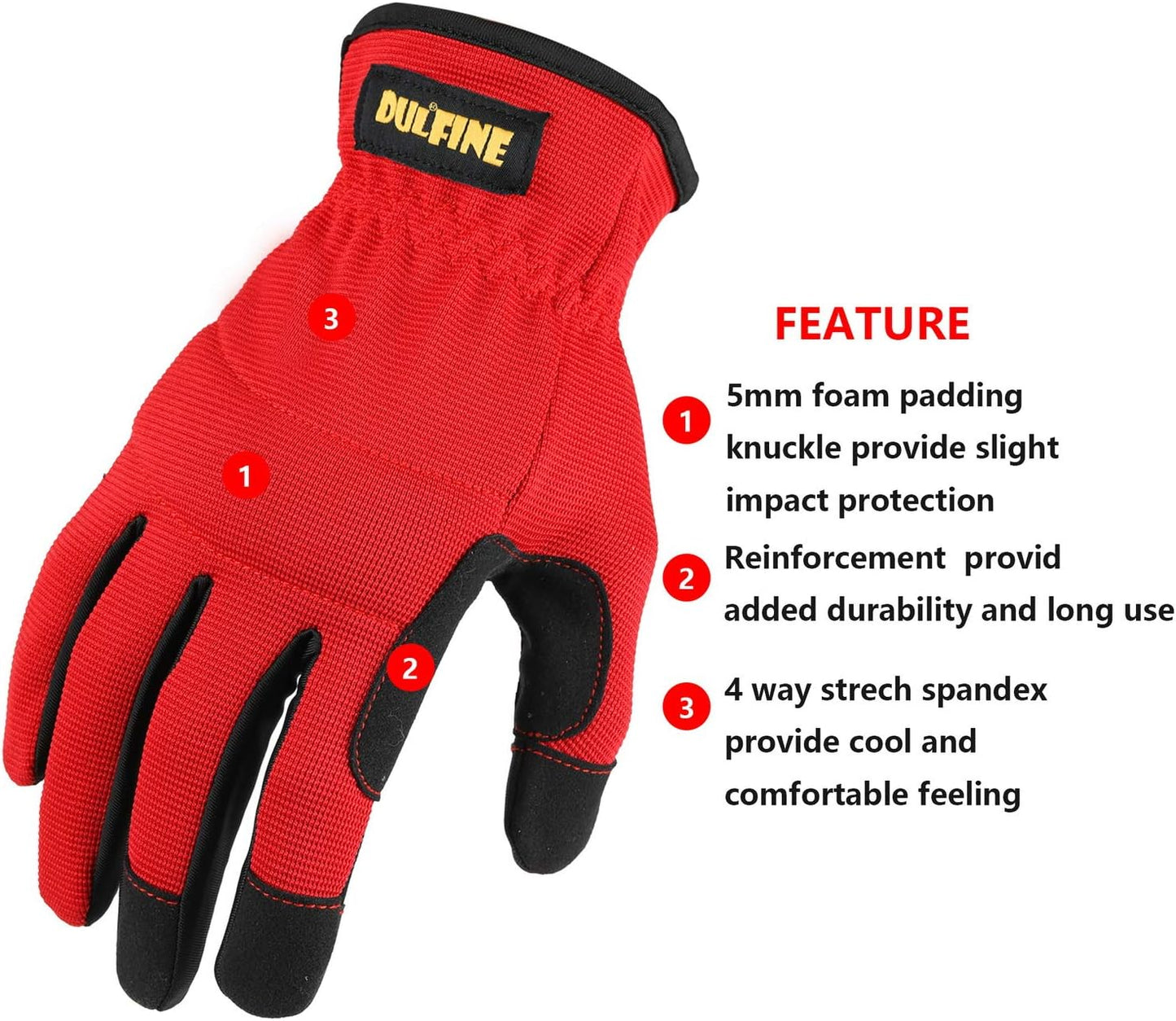 DULFINE High Performance Work Gloves For Men(3 Pairs Pack), High Dexterity Touch Screen For Multipurpose,Excellent Grip (Extra Large)