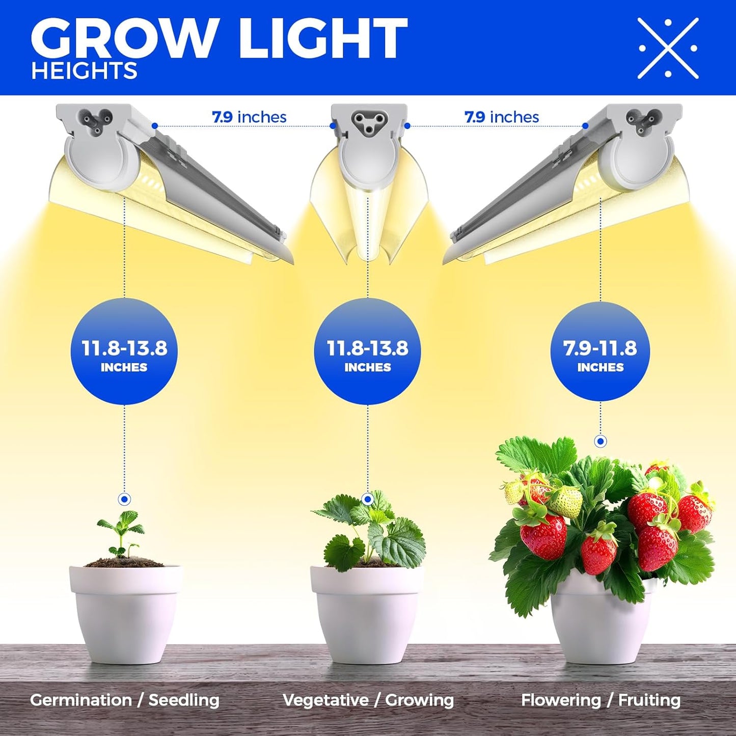 Barrina T8 Plant Light, 144W(6 x 24W), 800W Equivalent, 2FT Super Bright, Full Spectrum, led Grow Light, Integrated Growing Lamp Fixture, for Indoor Plants, 6-Pack