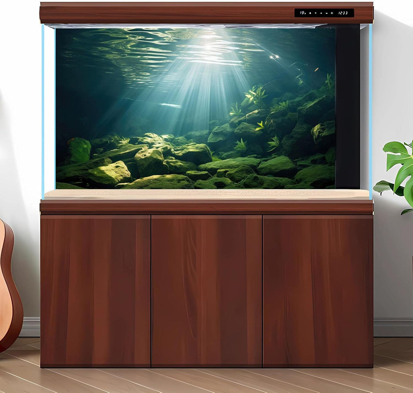 Under The Sea Aquarium Background Aquatic Plants Deep Sea Fish Tank Background Underwater Sunray Rock Terrarium Backgrounds Deep Ocean Floor Tropical Fish Tank Backgrounds 36x20in