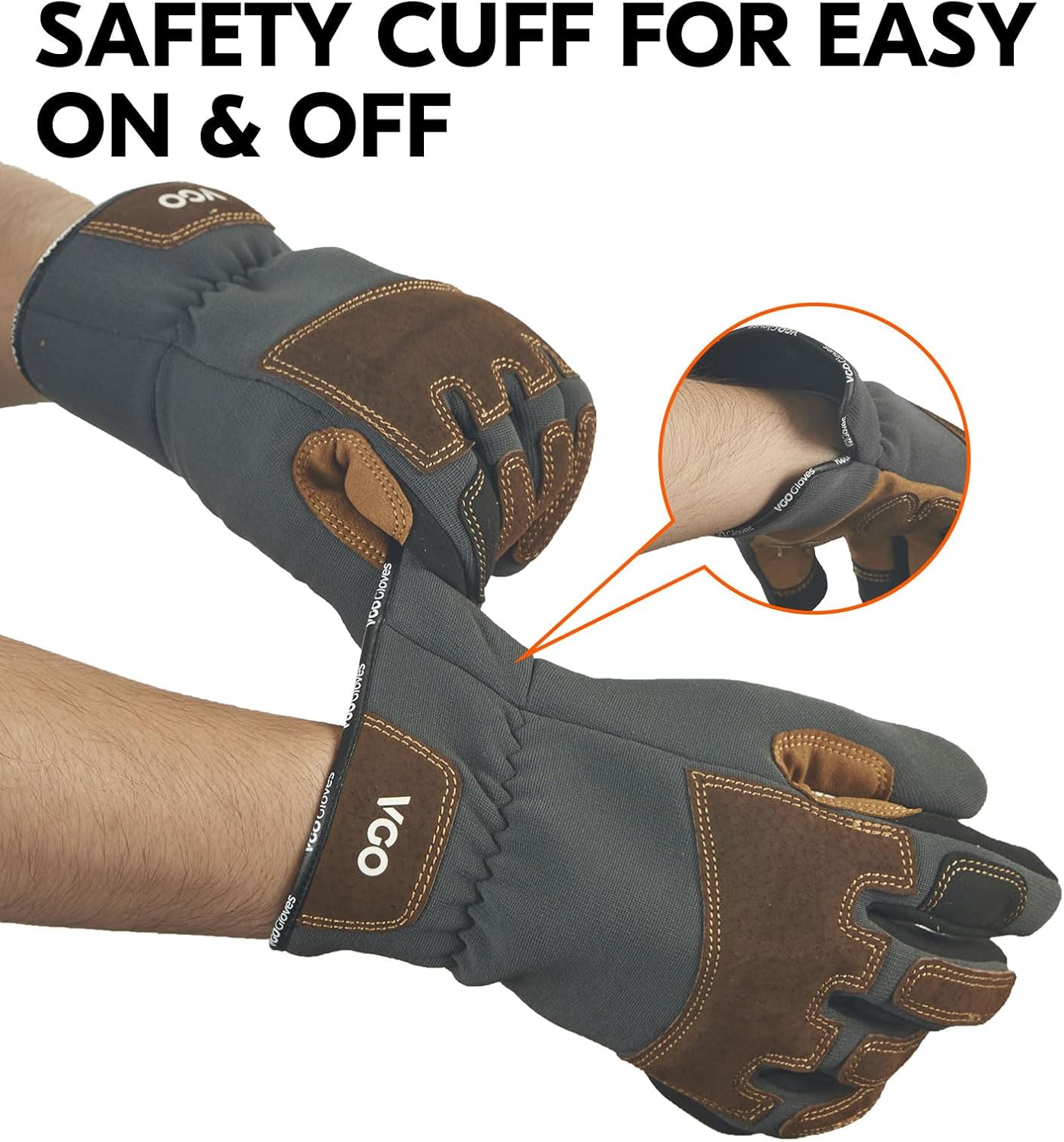 Vgo... 1-Pair Gardening Gloves Men, Safety Work Gloves, Puncture-proof, Thornproof, Touchscreen (SL7475)