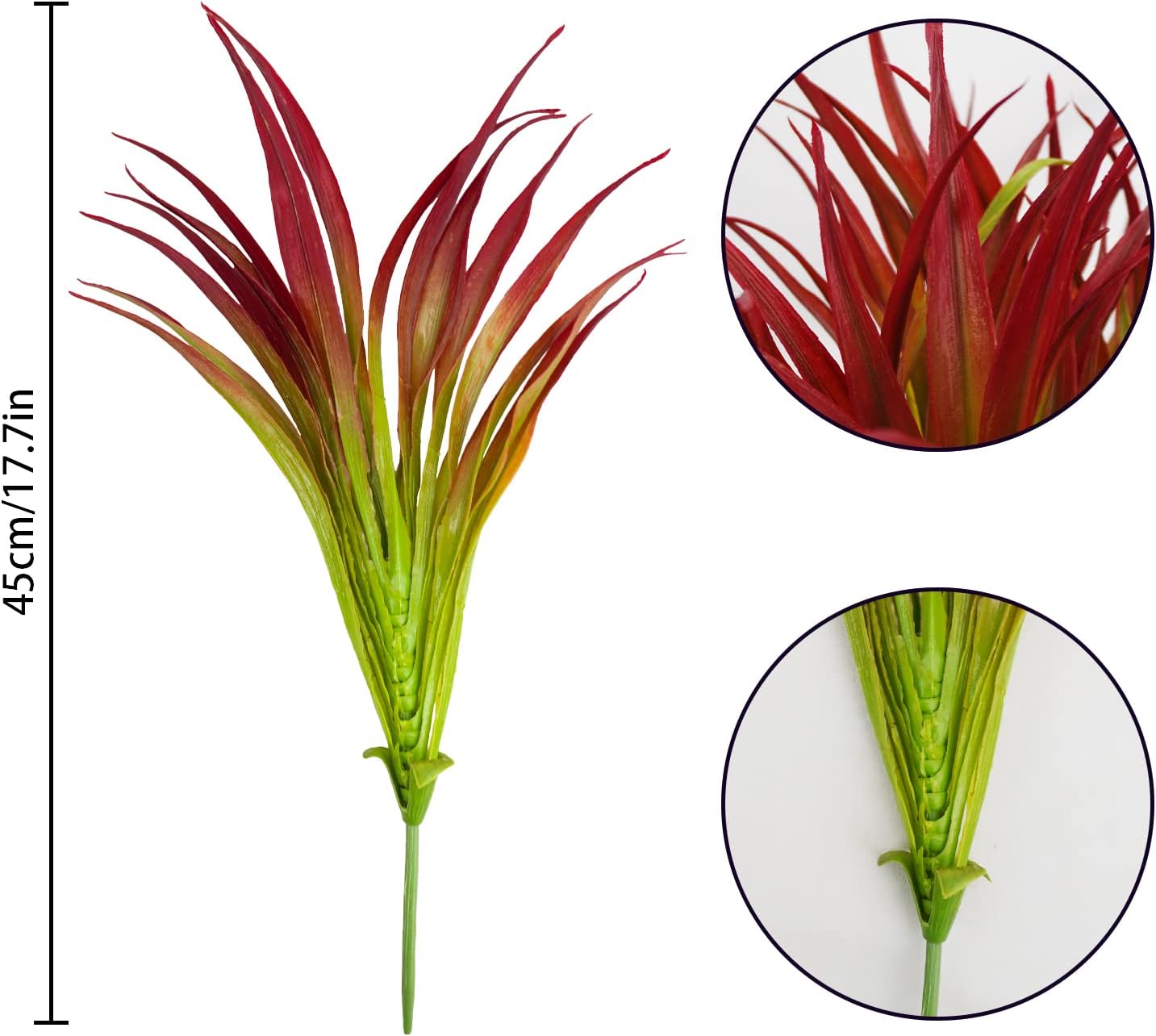 6Pcs Artificial Grass Fake Plants 17.3in Outdoor Plants UV Resistant Greenery Stems Fake Grass for Home Window Garden Office Patio Pathway Front Porch Christmas Décor Light Green & Red