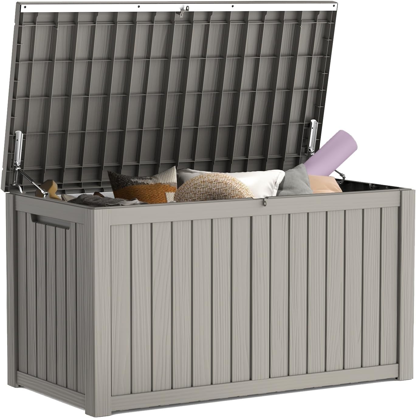 Mars Villa 180 Gallon Outdoor Storage Box Waterproof, Extra Large Resin Deck Box, Outside Storage Bin for Patio Furniture Cushions, Pool Supplies, Sports Gear, UV Resistant and Weatherproof, Greige