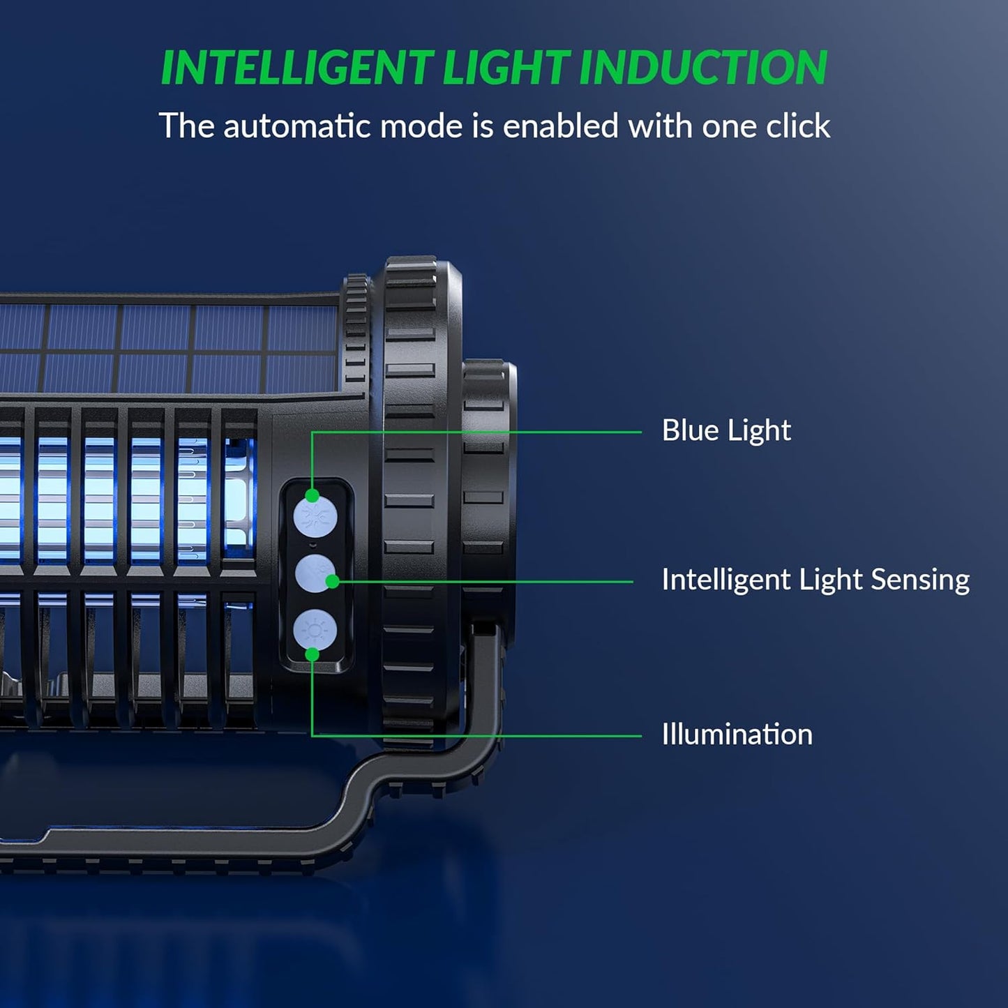 Solar-Powered Mosquito Killer & Bug Zapper, 4200V Voltage, IP5 Waterproof, ABS Fireproof Material, Large Coverage Area (1/2 Acre), Long-Lasting LED Lamp Beads，(Black)