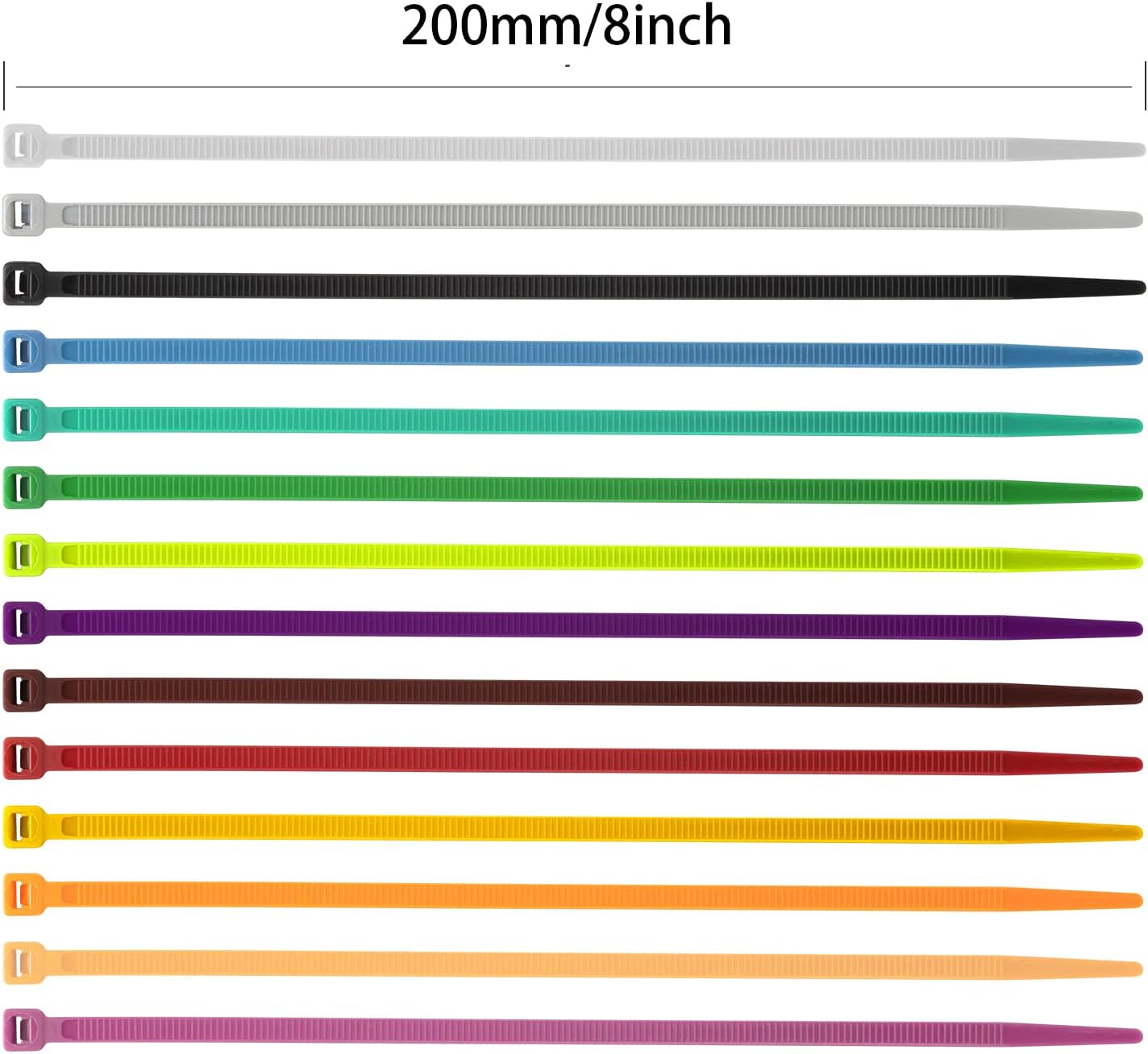 XINGO 100PCS Cable Zip Ties Heavy Duty, Premium Nylon Plastic Wire Ties with 50 Pounds Tensile Strength, Self-Locking Black Nylon Zip Ties for Indoor and Outdoor (8 inch, Black)