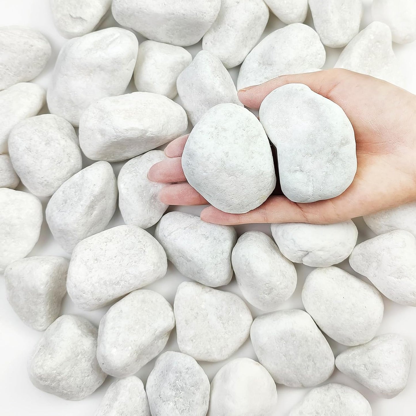 10 lbs White Gravel for Aquarium, 2-3 Inch Large Pebbles for Planters, Decorative River Rocks for Plants Indoor, Landscaping, Vases, Fish Tank, Crafting and Garden