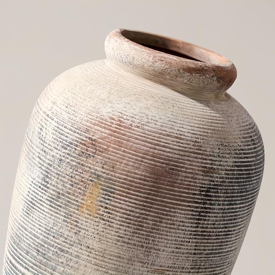 Decorative Ceramic Rustic vase,Tall vase for Minimalist Decoration,11" Large Vintage Vase for Home Decor,Centerpiece,Living Room,Enterway,Gray
