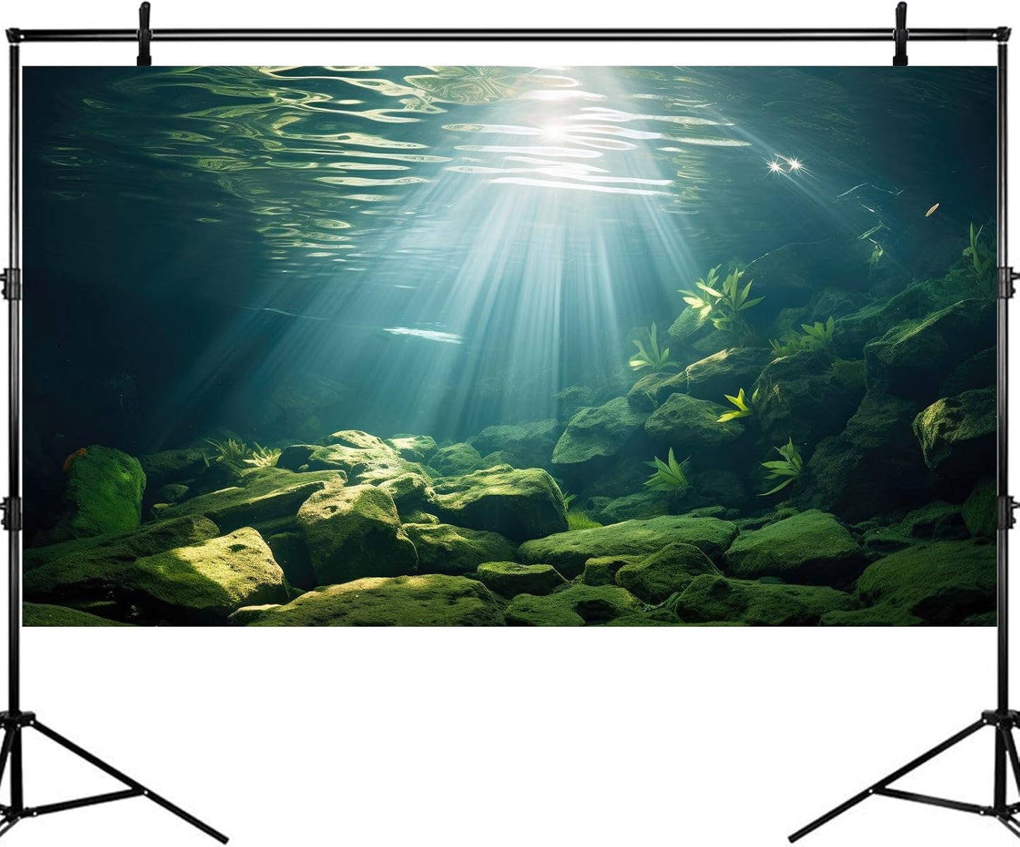 Under The Sea Aquarium Background Aquatic Plants Deep Sea Fish Tank Background Underwater Sunray Rock Terrarium Backgrounds Deep Ocean Floor Tropical Fish Tank Backgrounds 30x18in