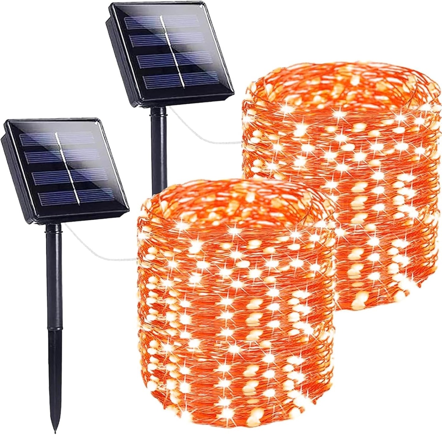 Extra-Long 144FT Solar String Lights for Outside, 2 Pack 400LED Solar Fairy Lights Outdoor, Waterproof Copper Wire with 8 Modes Twinkle Lights for Tree Garden Party Xmas Wedding Decor (Orange)
