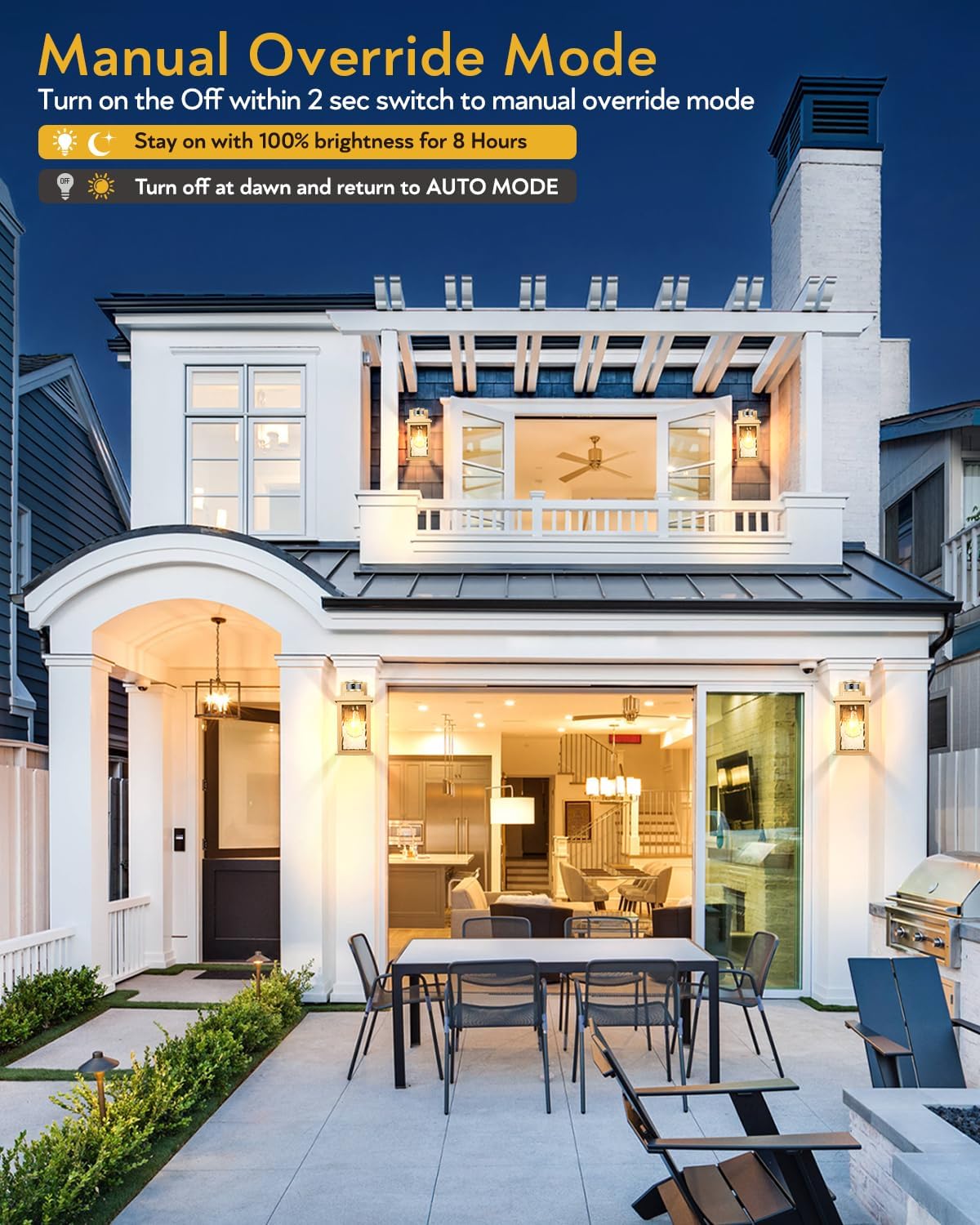 VIANIS Motion Sensor Porch Lights, Outdoor Light Fixtures Wall Mount Dusk to Dawn, Gold Waterproof Exterior Lights for House, Outdoor Wall Lights for House, Doorway, Patio, Anti-Rust