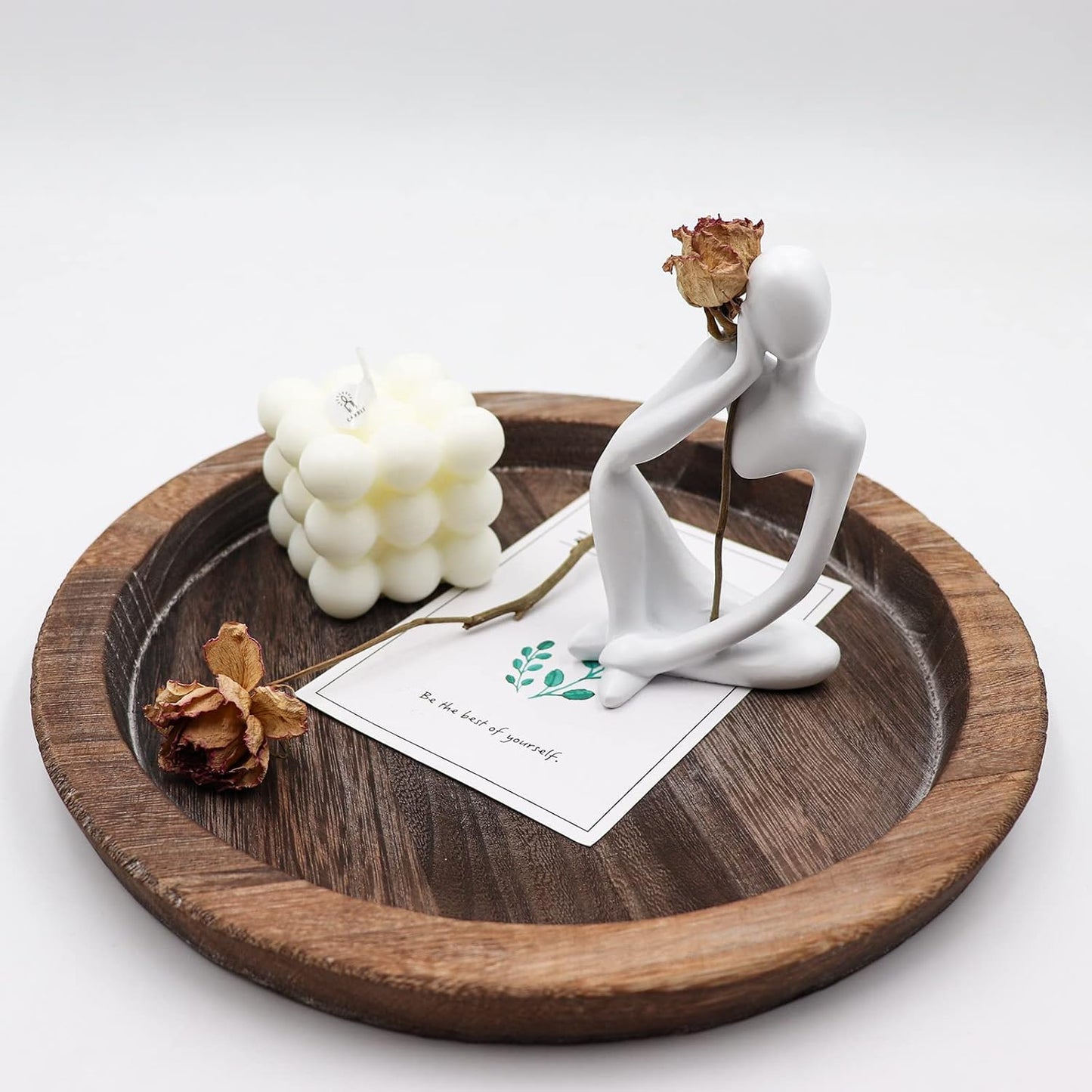 Thinker Statues and Sculptures, Resin Thinker Statue Ornaments, Abstract Style Sculptures, Housewarming Gifts, Housewarming Decorations, Living Room Dining Desk Decorations (White Right, Small)