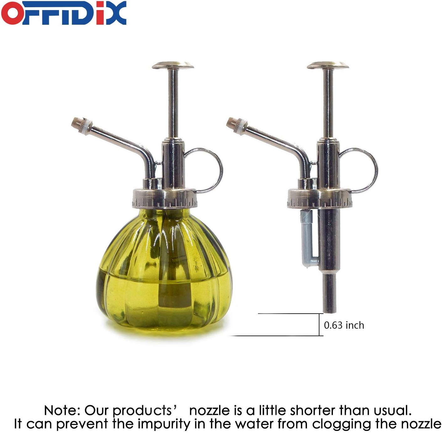 OFFIDIX Plant Mister,Glass Spray Bottle Small Watering Can Indoor 6.3" Tall Vintage Pumpkin Style Plastic Top Pump One Hand Mister Spray Bottle for Indoor Potted Plants (Olive Green)