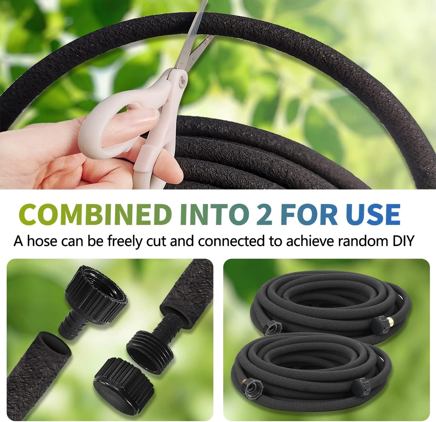 3 Pack Short Soaker Hose 15 Ft for Garden Beds, 1/2’’ 50 ft Soaker Hose for Foundation Watering, 70% Water Saving Drip Hose Irrigation for Lawn, Landscaping, Garden (15 FEET x 3PACK, Black)