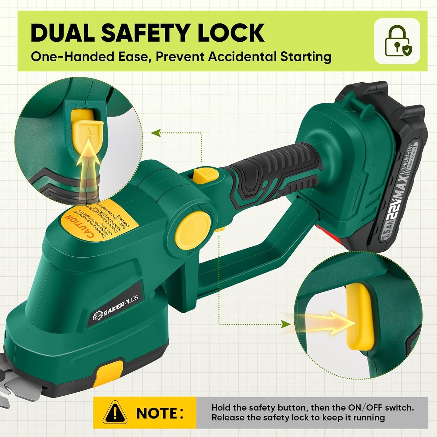 Cordless Hedge Trimmer, 2-in-1 Electric Bush Trimmer and Handheld Grass Cutter, 22V Lightweight Mini Shrub Trimmer Grass Clippers with 1 Battery and Charger, Perfect Gardening Yard Tools
