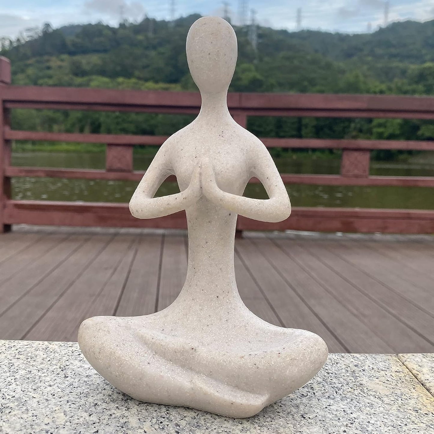 Yoga Figure Figurine Ornament for Home, Zen Buddhist Namaste Yoga Statue Sculpture Indoor & Outdoor Decor for Birthday Mothers Day