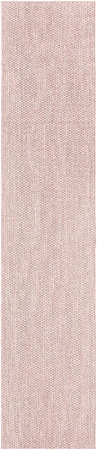 Unique Loom Collection Casual Transitional Solid Heathered Indoor/Outdoor Flatweave Area Rug (2' 7" x 12' Runner, Whisper Pink/Ivory)