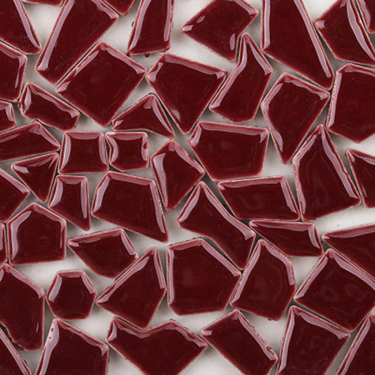 200g Ceramic Mixed Color Mosaic Tiles Mosaic Glass Pieces for Home Decoration or DIY Crafts, Triangles Trapezoids Polygons Irregular Size (Wine Red)