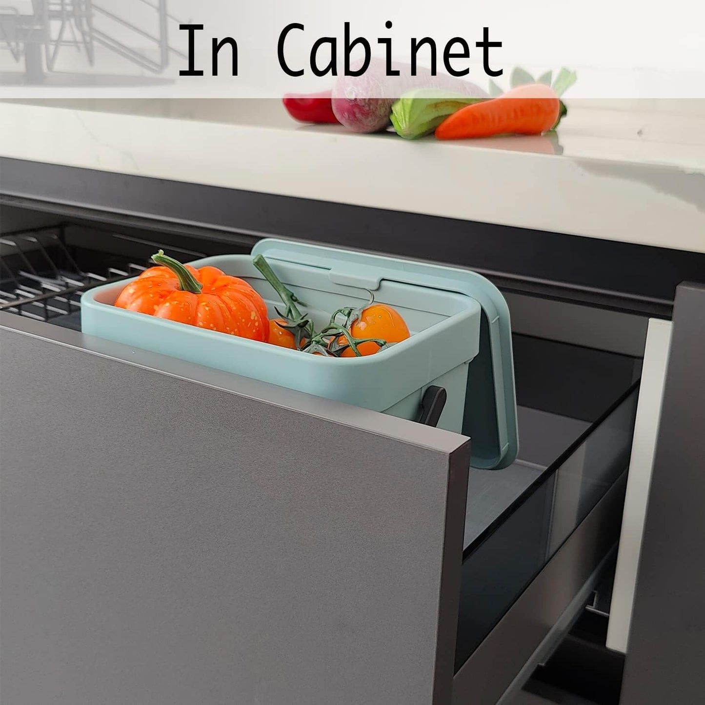 LALASTAR Small Trash Can with Lid, Compost Bin Indoor Kitchen Sealed Under Sink for Kitchen, Food Waste Bin for Countertop, Mountable Garbage Can for Bathroom, RV, 5L/1.3 Gal, Blue