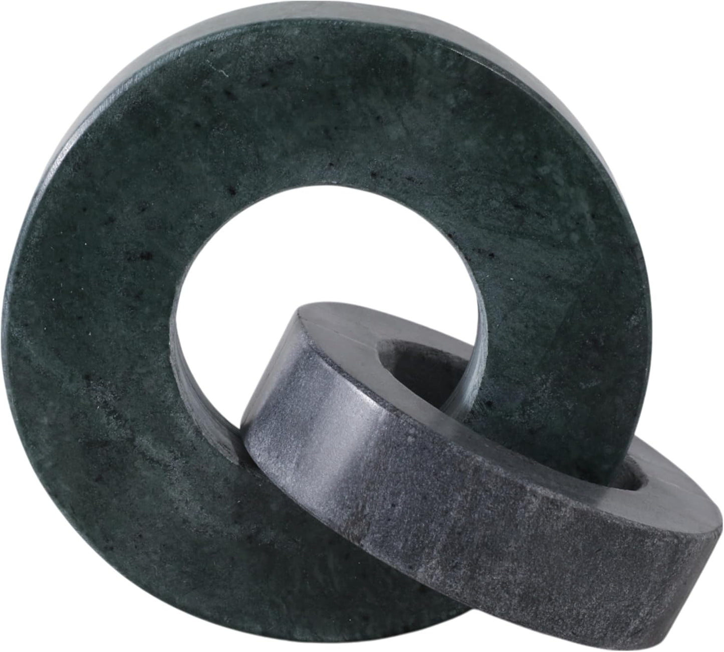 Home Decor and Bathroom Decor Marble Double Ring – Modern Shelf Sculpture and Office Accents for Room Styling – Coffee Table Ornaments and Living Room Decor Statues Design – 6", Green & Black