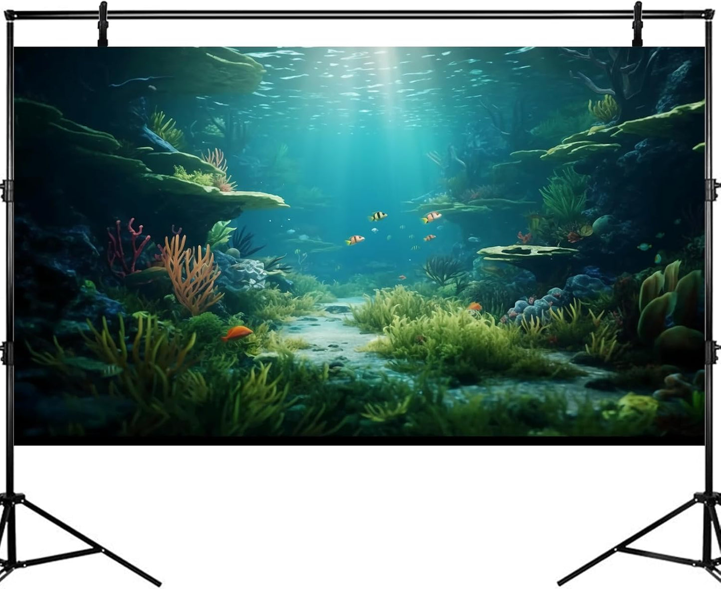 Ocean Floor Fish Tank Background Under The Sea Coral Reef Aquarium Background Underwater Aquatic Plants Corals Rock Cave Terrarium Backgrounds Tropical Fish Ocean Aquarium Backgrounds Decors 48x18in