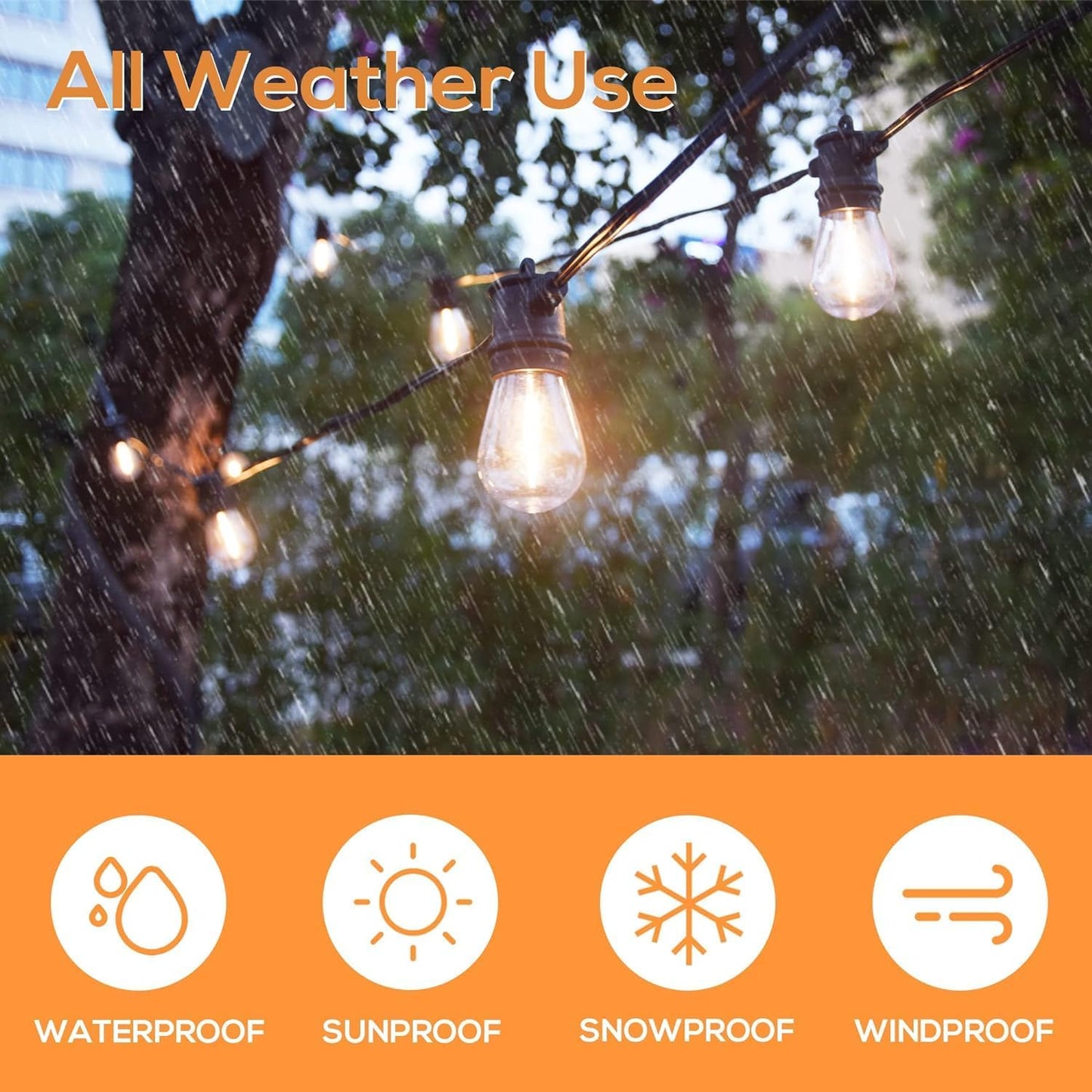 SUNTHIN Outdoor String Lights, 2 Pack 96FT Patio Lights with LED Shatterproof Bulbs, Hanging for Outside, Garden, Backyard, Deck, Porch, Fence, Bistro, Pool, Party