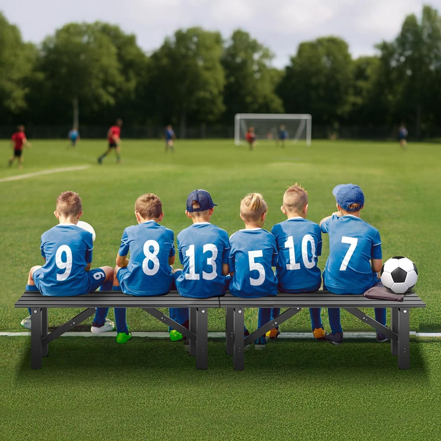 TECSPACE 3-Person Instant Folding Bench, 330 LBS Capacity Lightweight Aluminum Foldable Bench, No Assembly Required