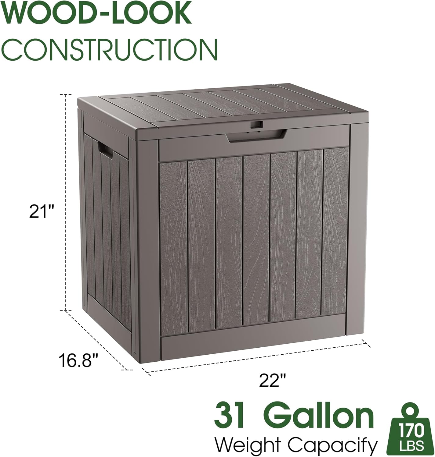 KAMABOKO 32 Gallon Outdoor Storage Box 2 Pack All-Weather Deck Box for Patio Furniture, Package Deliveries, Garden Tools, Pool Supplies & Cushions, Grey